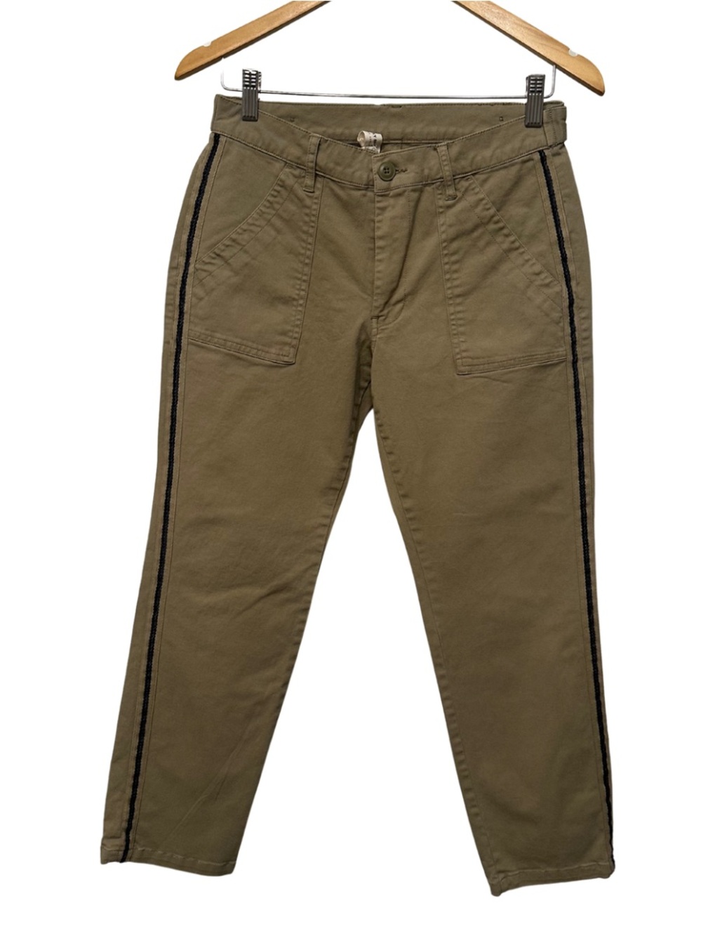 Lucky Brand Olive Utility Chore Pants Side Stripe Women’s 26